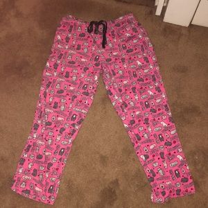 Pink fuzzy cat print pajamas